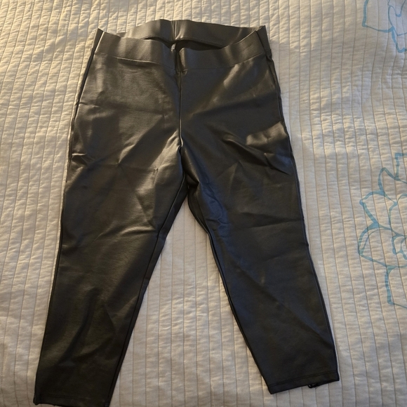 torrid Pants - Torrid Goth Black Faux Leather Leggings With Calf Design